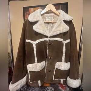 Men's VTG 70s Schott Suede Rancher Jacket Sz L 421970s Leather Coat Sherpa